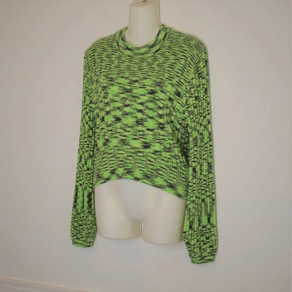 BLANK NYC Turtleneck Sweater Sz XS Balloon Sleeve Crop Neon Retro - Picture 4 of 16